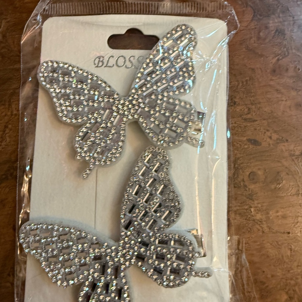 Silver Butterfly Hair Clips